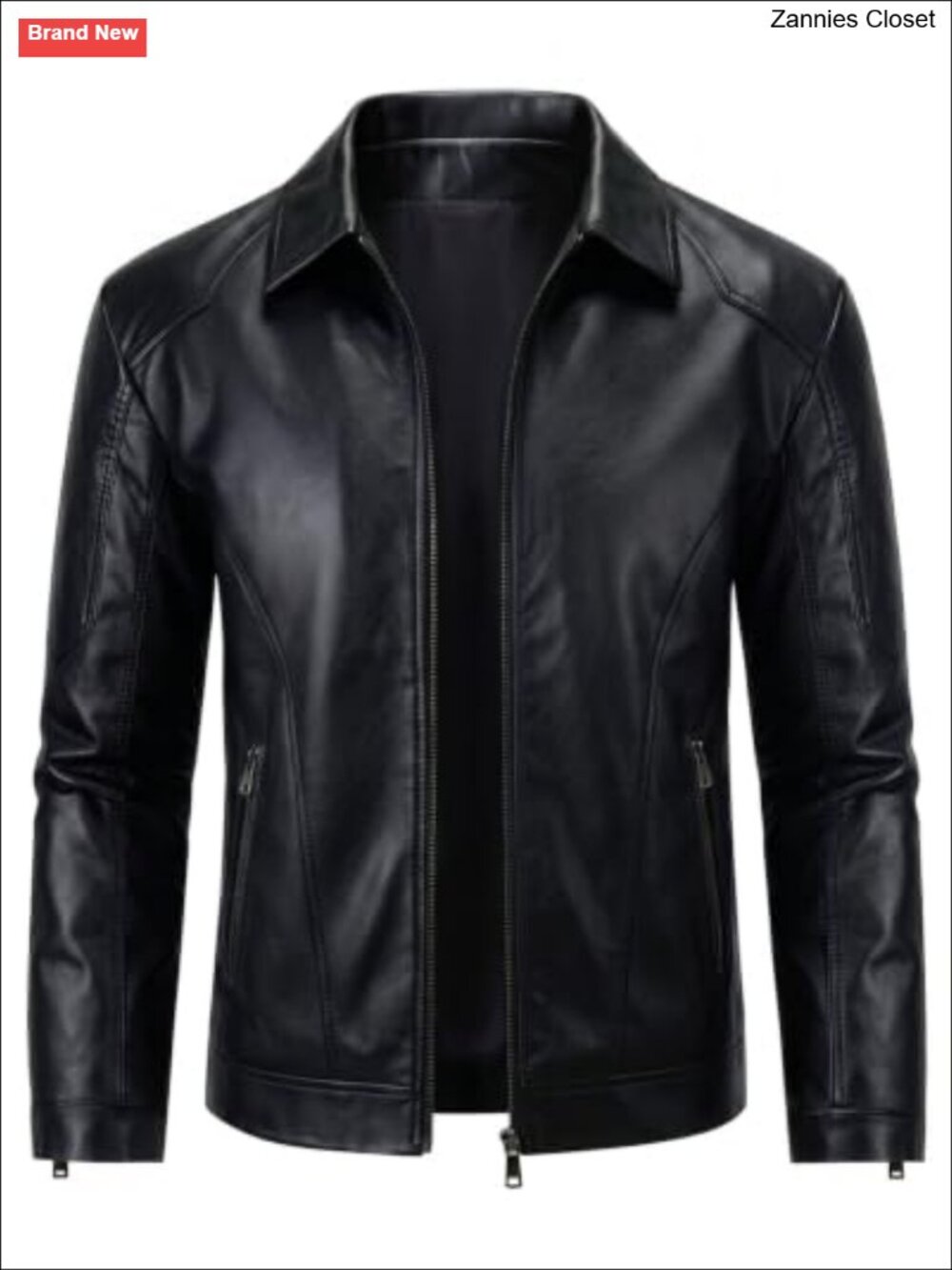 Men's Faux Leather Motorcycle Biker Jacket Zip Up Moto Coat Outwear